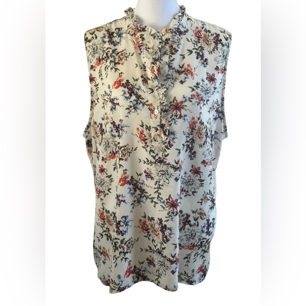 A New Day Sleeveless Floral Ruffle Blouse